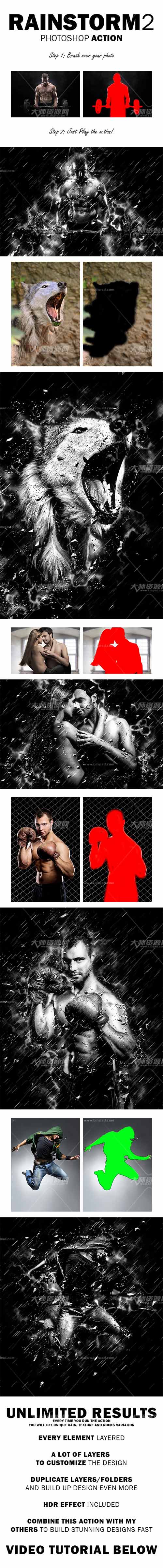 RainStorm 2 Photoshop Action,极品PS动作－风雨交加